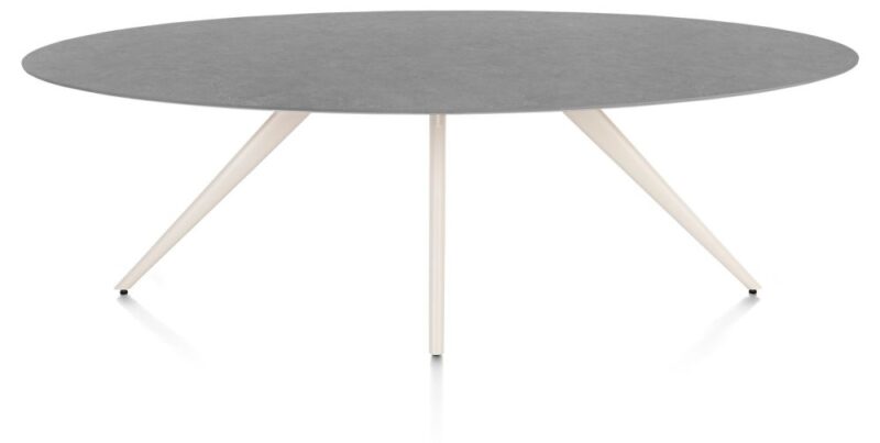 Saluti, Eetkamertafel Ellips 240 X 110 Cm. - 4-Pootjes - Crème - Antraciet - Afbeelding 1