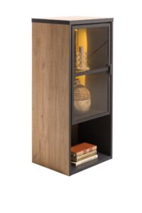 Avalon, hang- en staand mogelijk - element 45 cm - 1-glasdeur +1-niche (+ LED) - natural - Afbeelding 2
