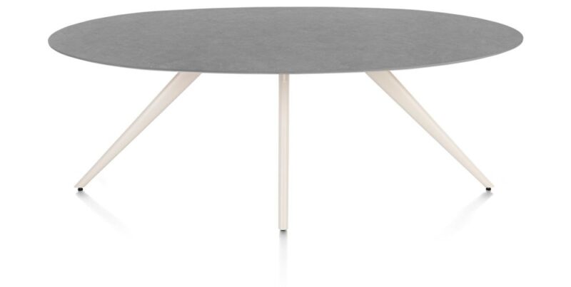 F5F66Cff60791De6C3Ea14Ab8D0021C5F1B64710_Images_T_Ll_M_360E55D226Fe49A9B1Eae05A6F046989_Image.jpg Saluti, Eetkamertafel Ellips 210 X 105 Cm. - 4-Pootjes - Crème - Antraciet - Afbeelding 1