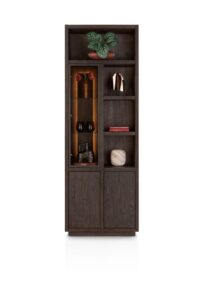 Gijon, armoire 75 cm - 1-porte de verre + 2-portes + 4-niches (+ LED)