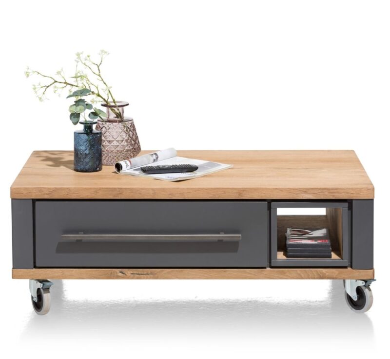 Jardin, Salontafel 100 X 60 Cm + 2-Laden + 1-Niche - Antraciet - Afbeelding 1