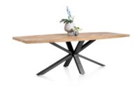 Metaluxe, eetkamertafel ovaal 210 x 110 cm met centrale kruispoot - fineer als fish bone - Railway brown - Afbeelding 2