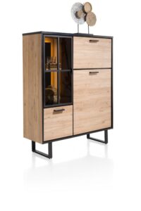 Avalon, highboard 120 cm - 2-deuren + 1-glasdeur + 1-klep (+ LED) - natural - Afbeelding 2