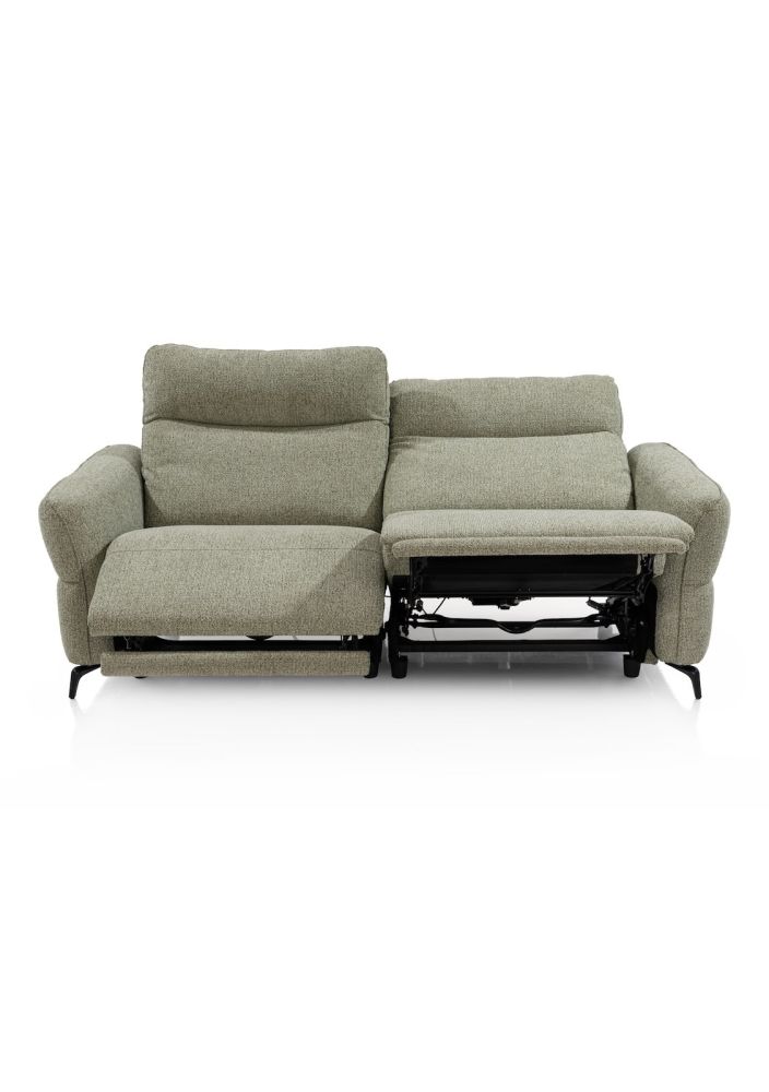 Royan, 3 zitsbank stof Sevilla  olijf met relaxfunctie (2x 2 motoren)